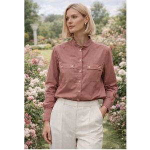 🍇 Barbour Stall Shirt Dusty Rose Button Down Cotton British Heritage Top 10